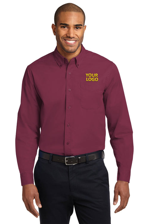 Port Authority Extended Size Easy Care Branded Shirts, Burgundy/Light Stone
