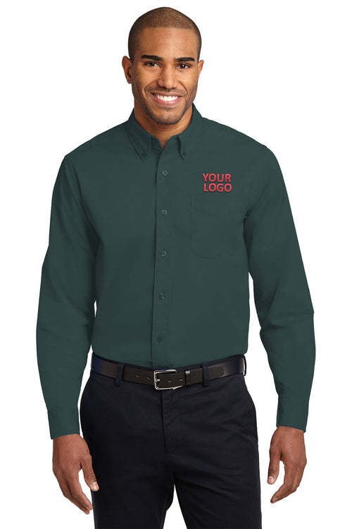 Port Authority Extended Size Easy Care Branded Shirts, Dark Green/Navy