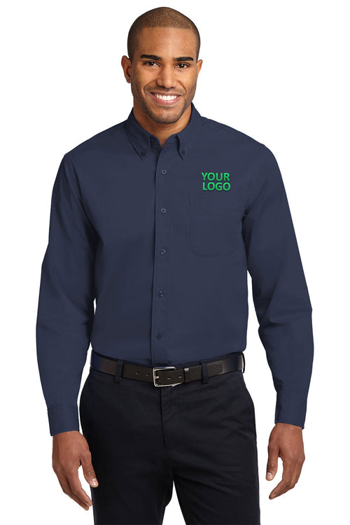 Port Authority Extended Size Easy Care Custom Shirts, Navy/Light Stone