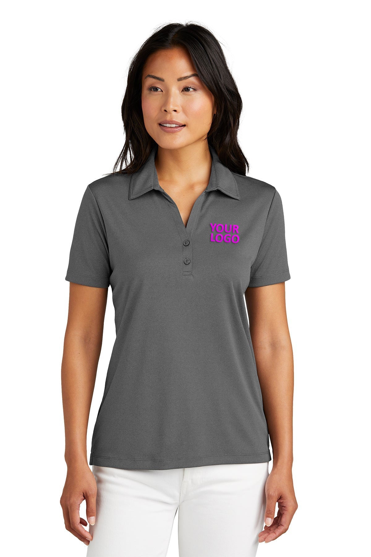 TravisMathew TM1WX002 Quiet Shade Grey/ Black custom embroidered polo shirts
