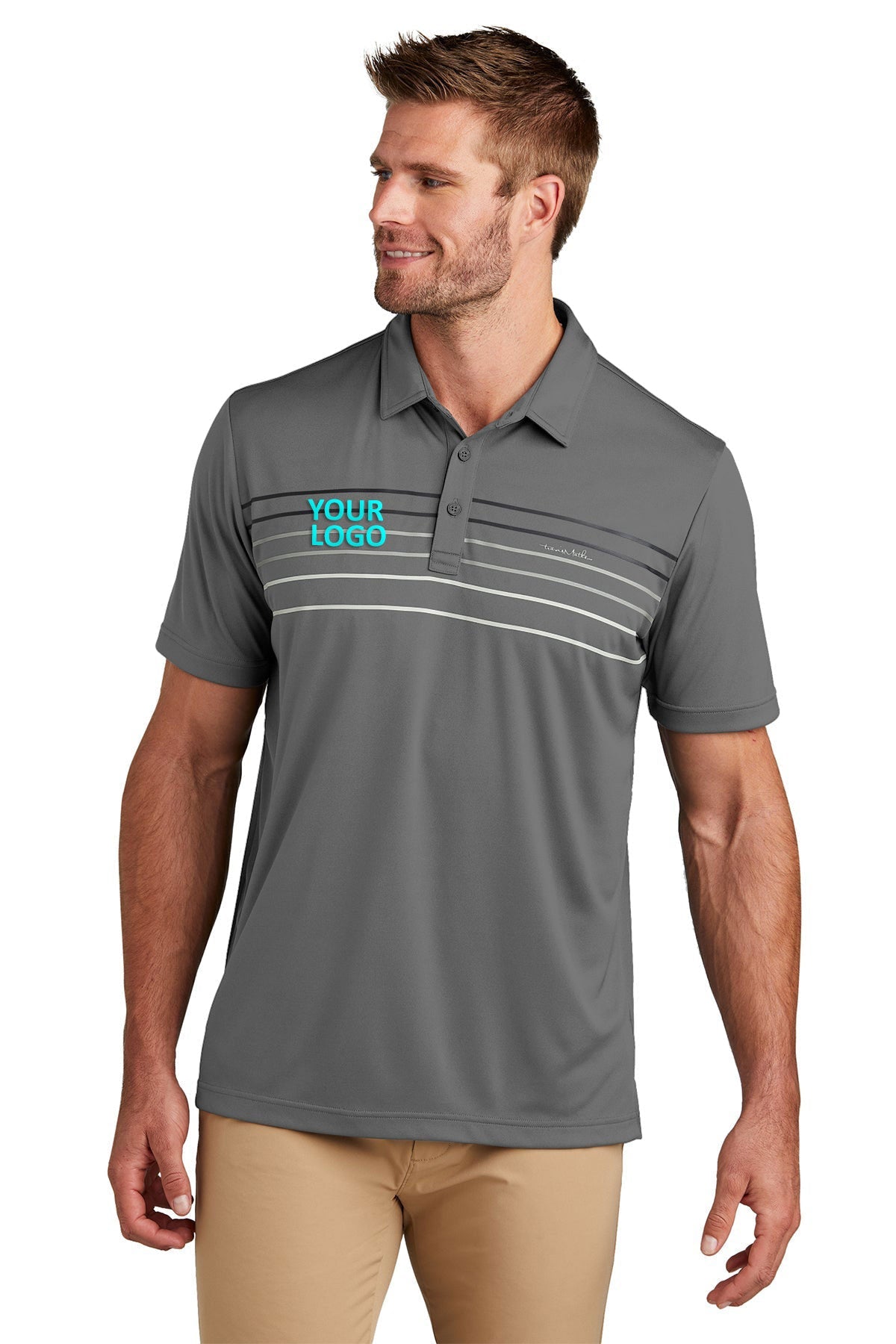 Custom TravisMathew Coto Performance Chest Stripe Polo TM1MY400 Dark Grey