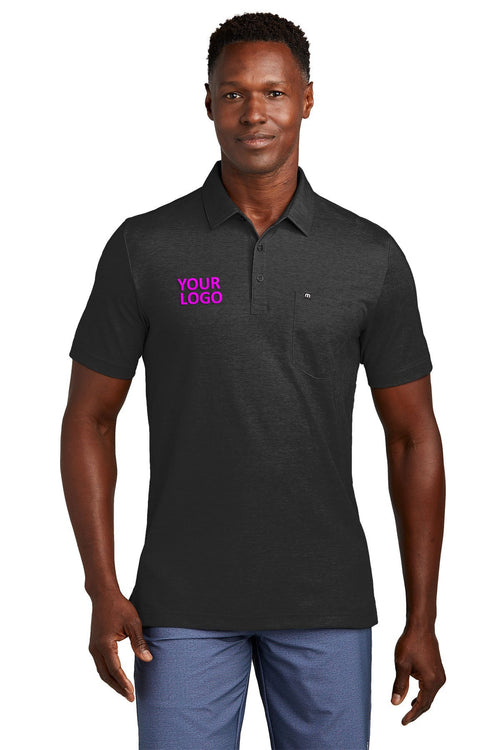TravisMathew Oceanside Geo Polo, Black with Aegean Blue [Gershman Mortgage]
