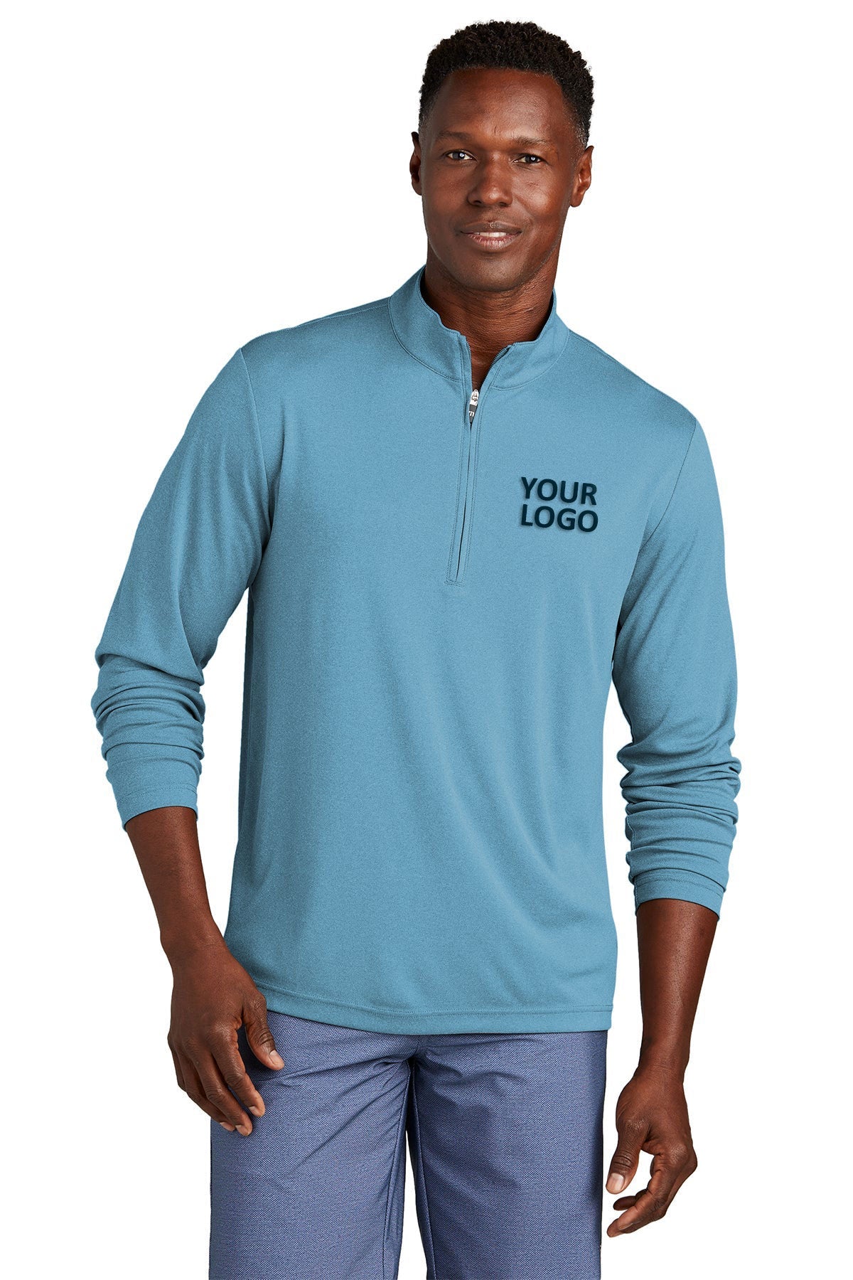 Custom TravisMathew Coto Performance 1 with4-Zip TM1MY397 Brilliant Blue Heather