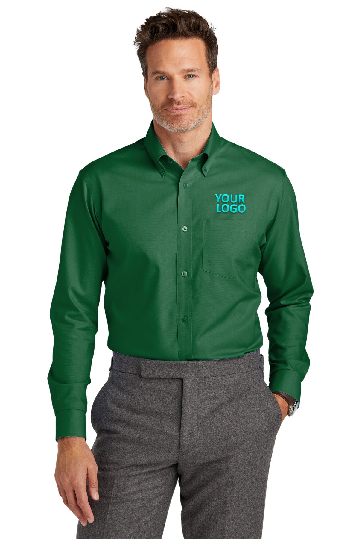 Brooks Brothers Wrinkle-Free Stretch Nailhead Shirt, Club Green