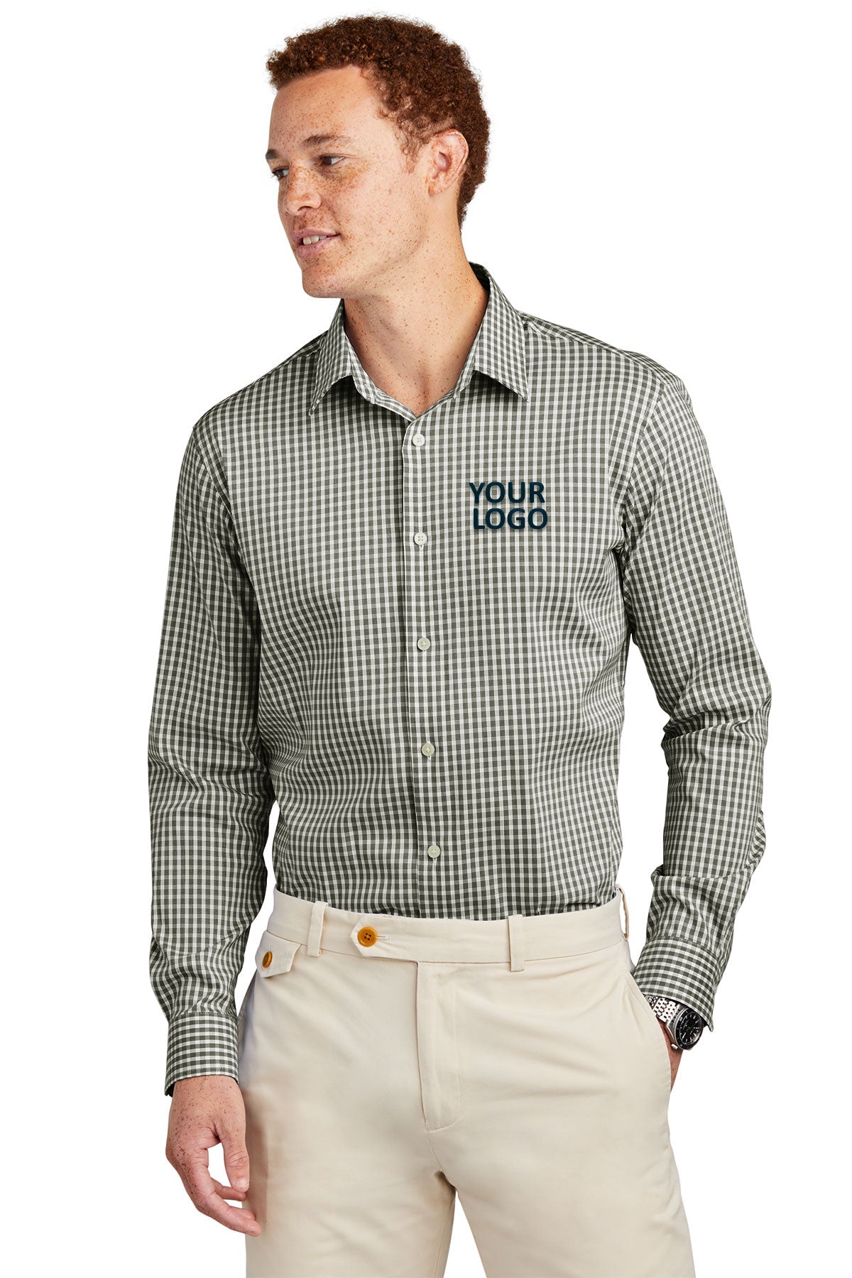 Brooks Brothers Tech Stretch Patterned Shirt, Deep Black Check