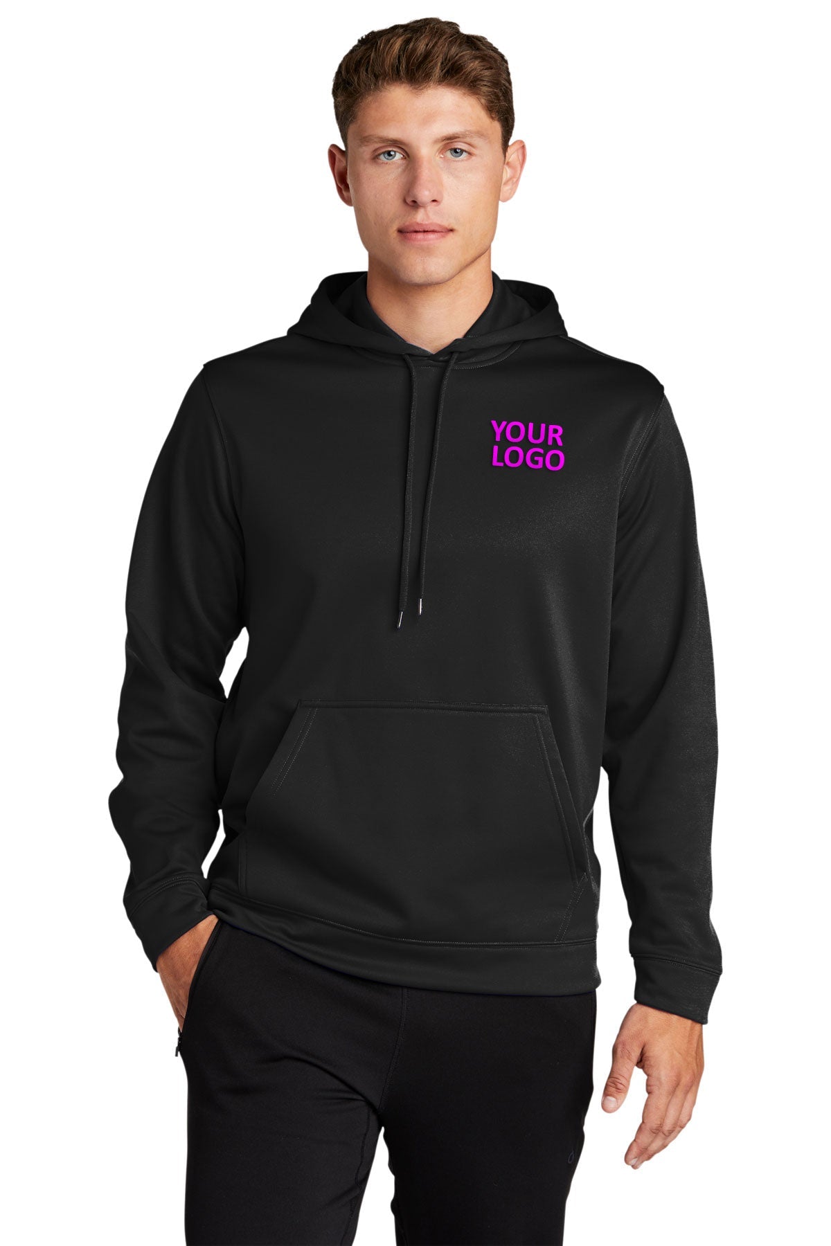 Sport-Tek Black F244 custom logo sweatshirts embroidered