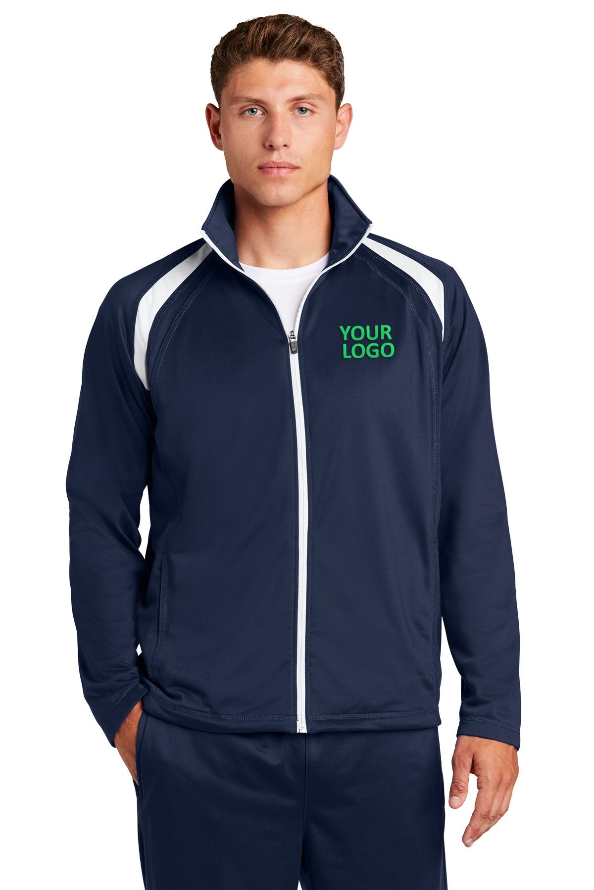 Sport-Tek True Navy/White JST90 embroidered jackets for business