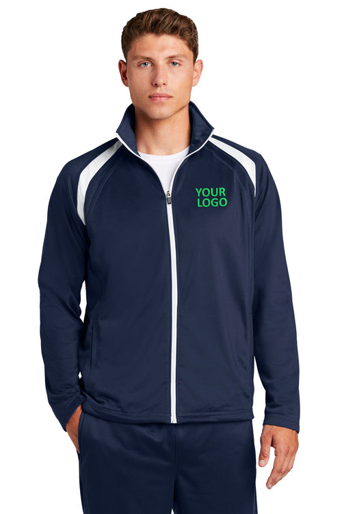 Sport-Tek Ladies Tricot Track Branded Jackets, True Navy/White