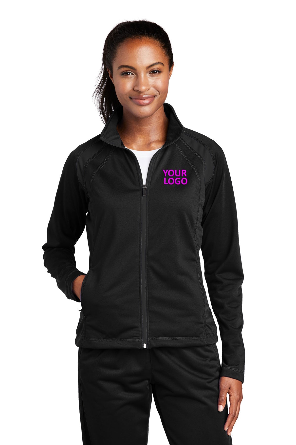 Sport-Tek Black/Black LST90 custom logo jackets