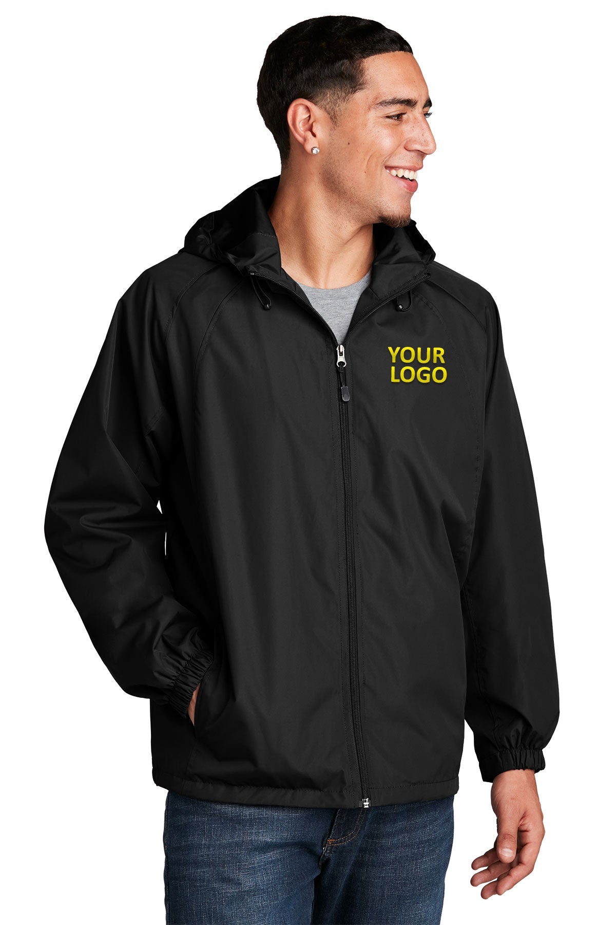 Sport-Tek Black JST73 business logo jackets