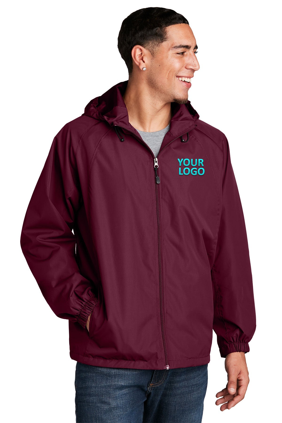 Sport-Tek Maroon JST73 business logo jackets