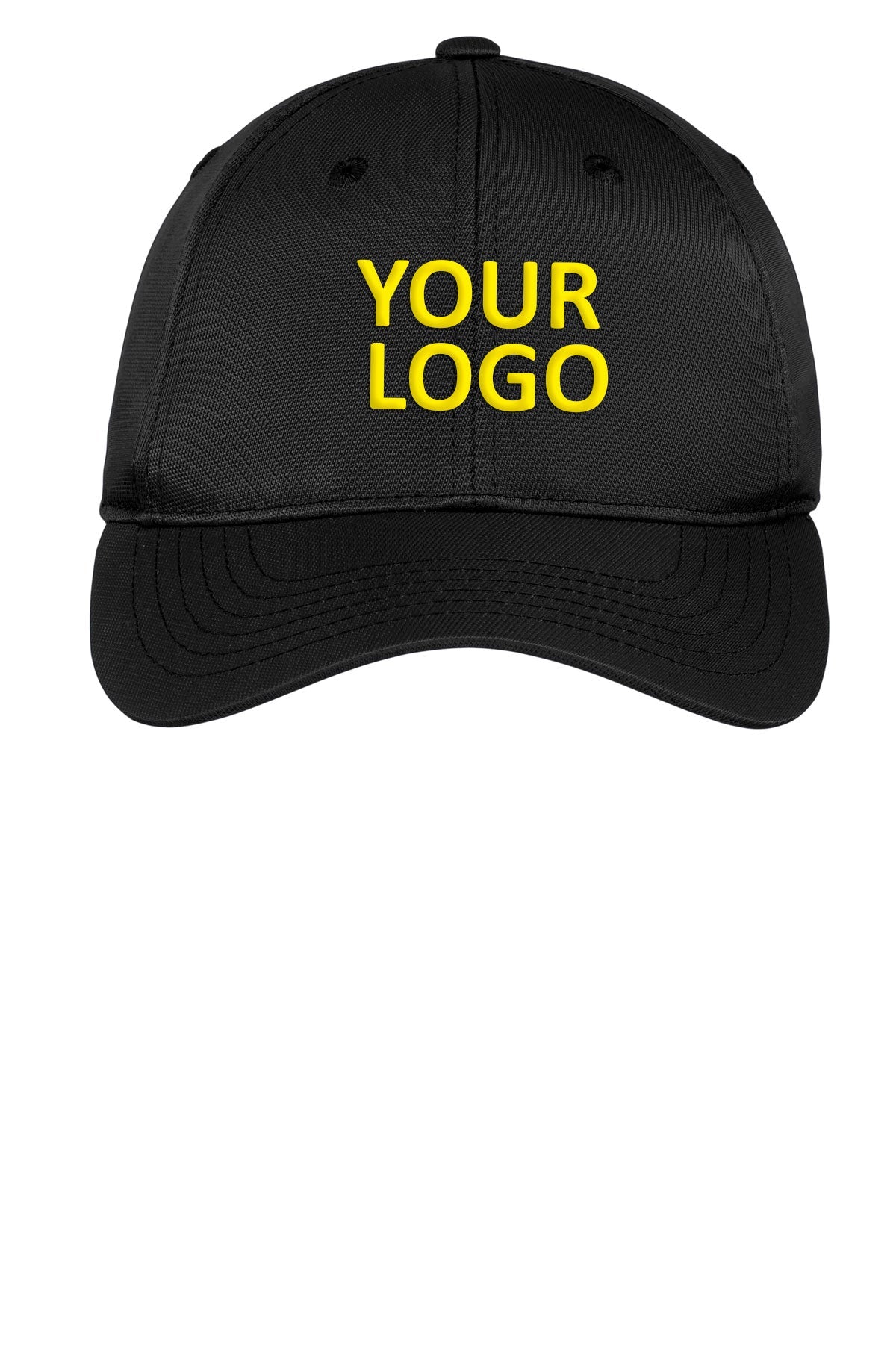 Sport-Tek Dry Zone Branded Nylon Caps, Black