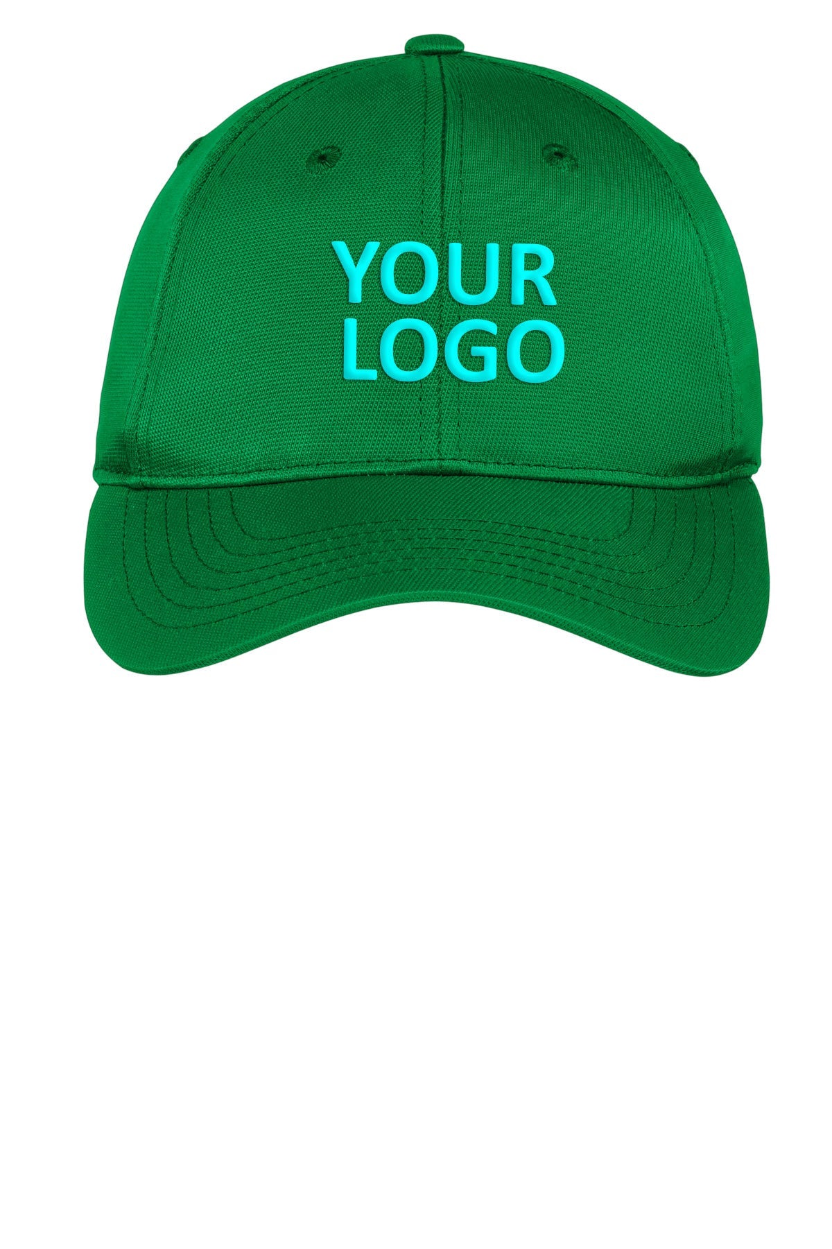 Sport-Tek Dry Zone Branded Nylon Caps, Kelly Green