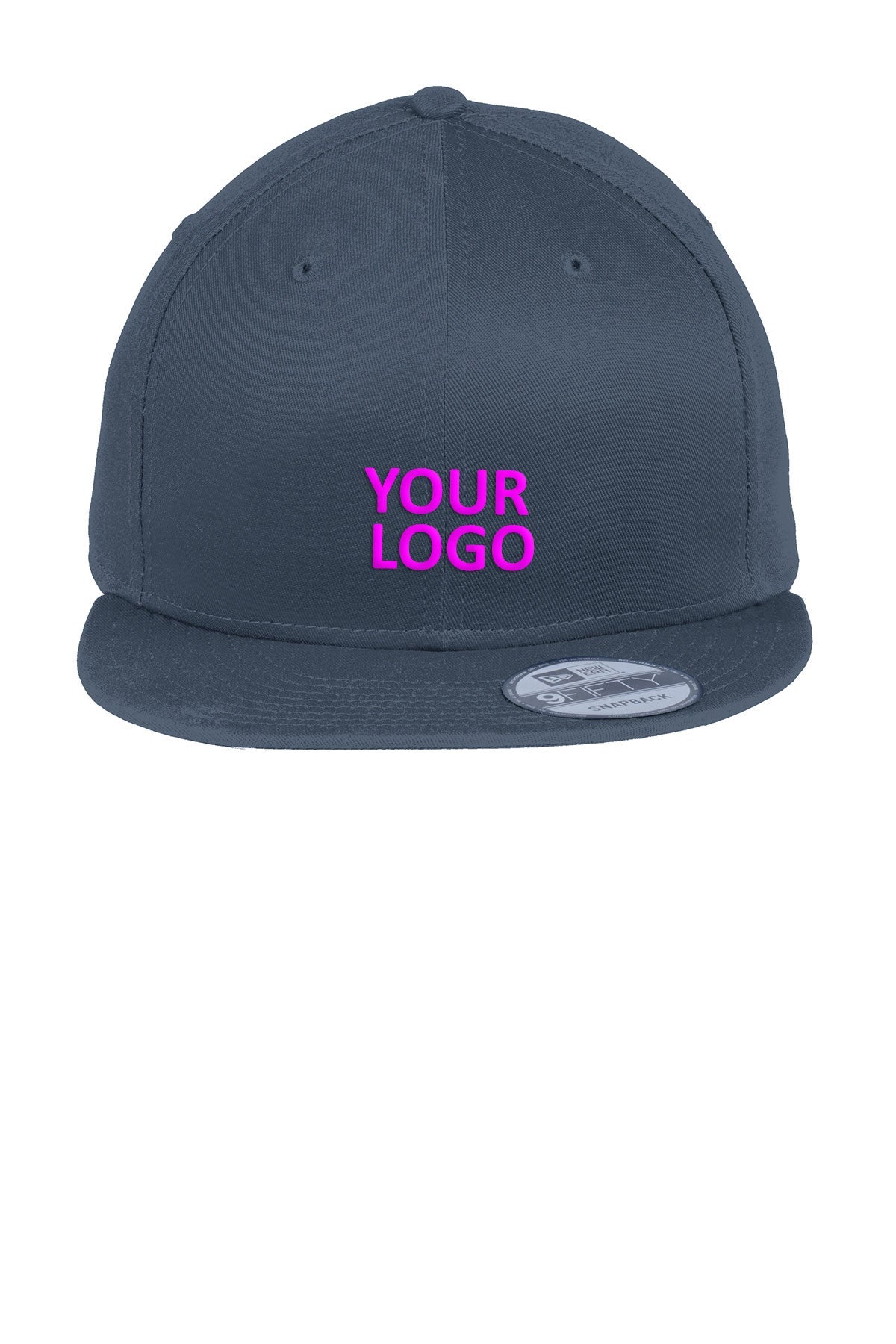 New Era Flat Bill Snapback Customized Caps, Deep Navy