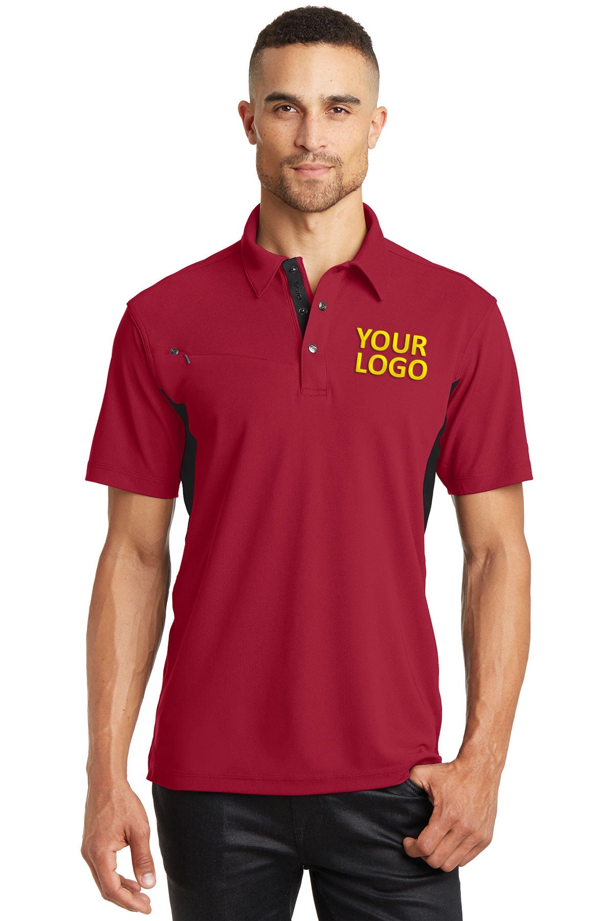 OGIO Signal Red/Blacktop OG102 work polos with logo