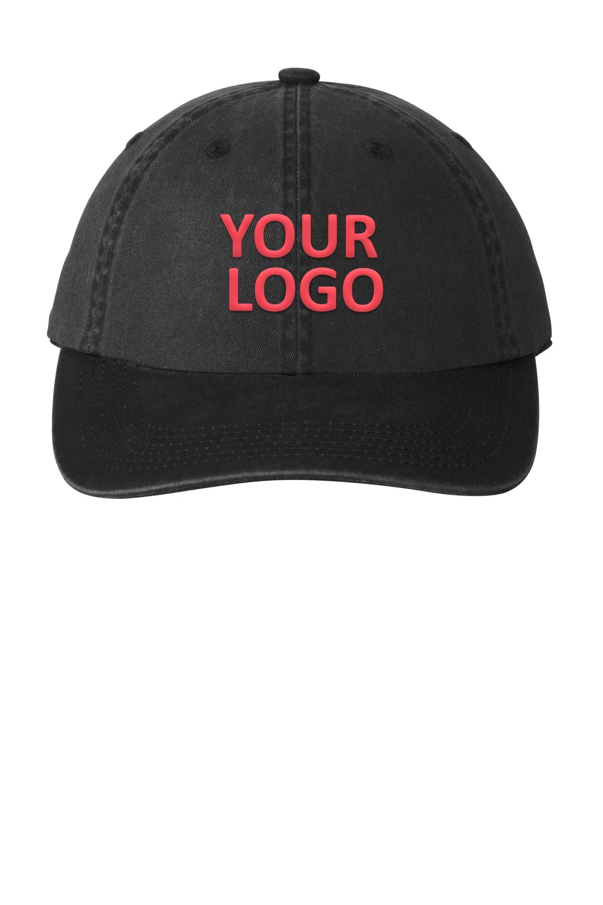 Port Authority Garment-Washed Custom Caps, Black