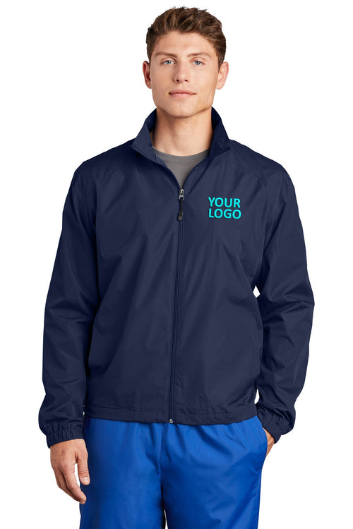 Sport-Tek Fleece Custom Letterman Jackets, True Navy/ Vintage Heather