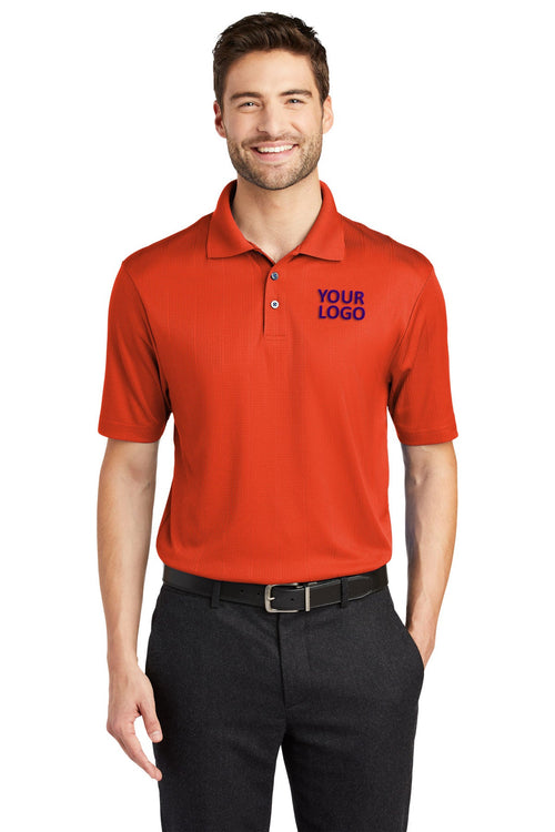 Port Authority Ladies Performance Customized Fine Jacquard Polos, Autumn Orange