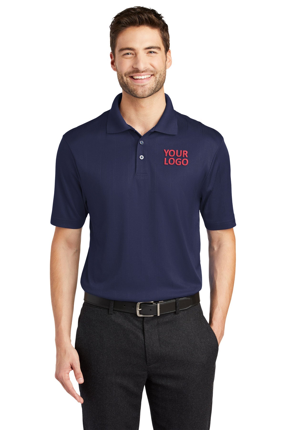 port authority true navy k528 work polo shirts with logo