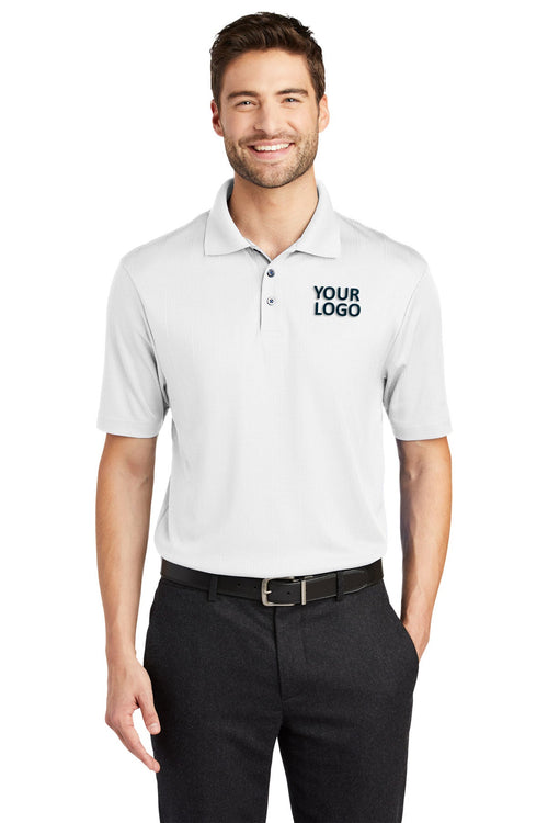 Port Authority Ladies Performance Customized Fine Jacquard Polos, White