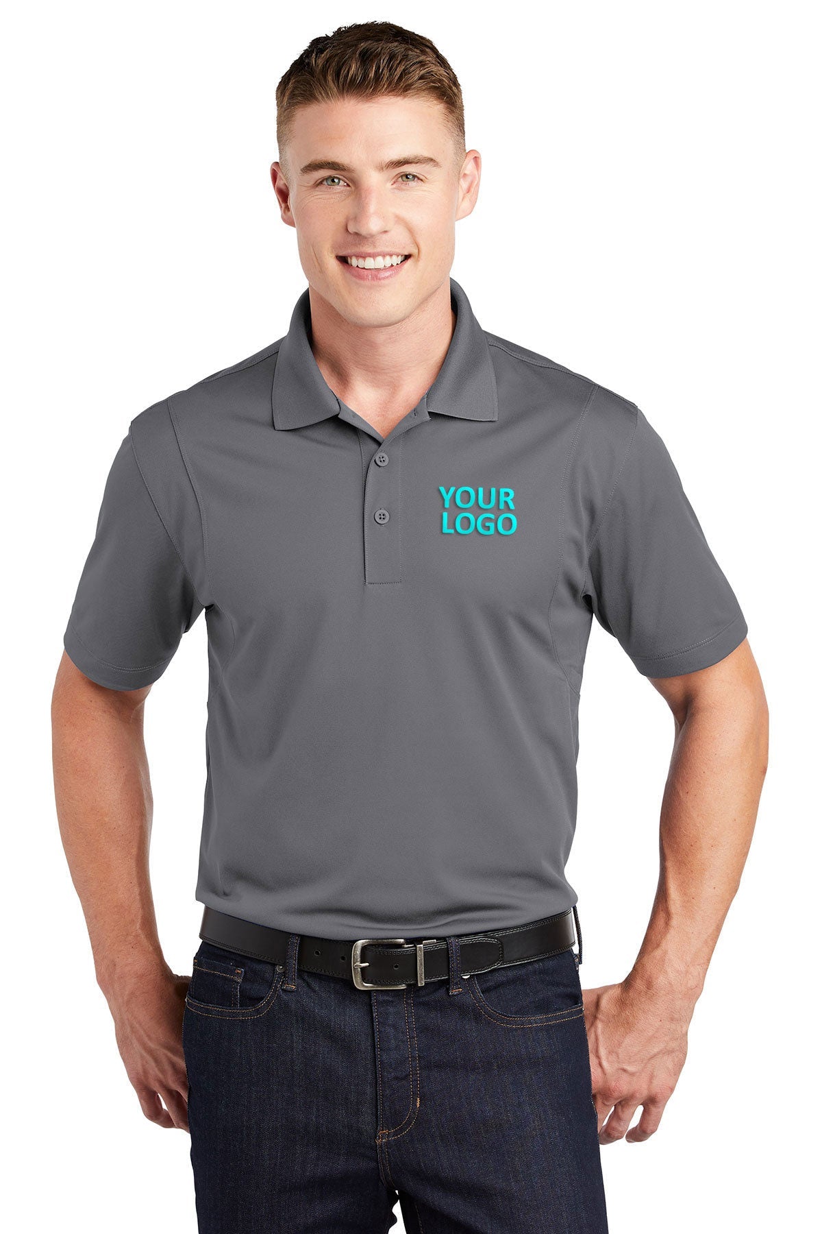 Sport-Tek Grey Concrete ST650 custom dri fit polo shirts