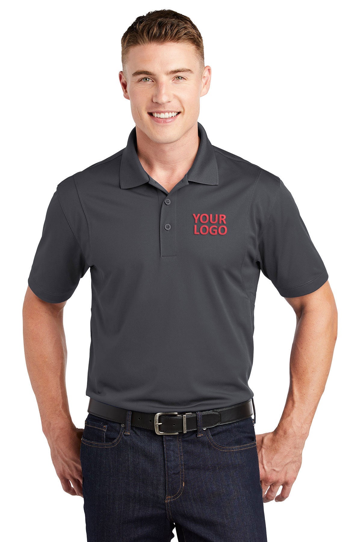 Sport-Tek Iron Grey ST650 custom dri fit polo shirts