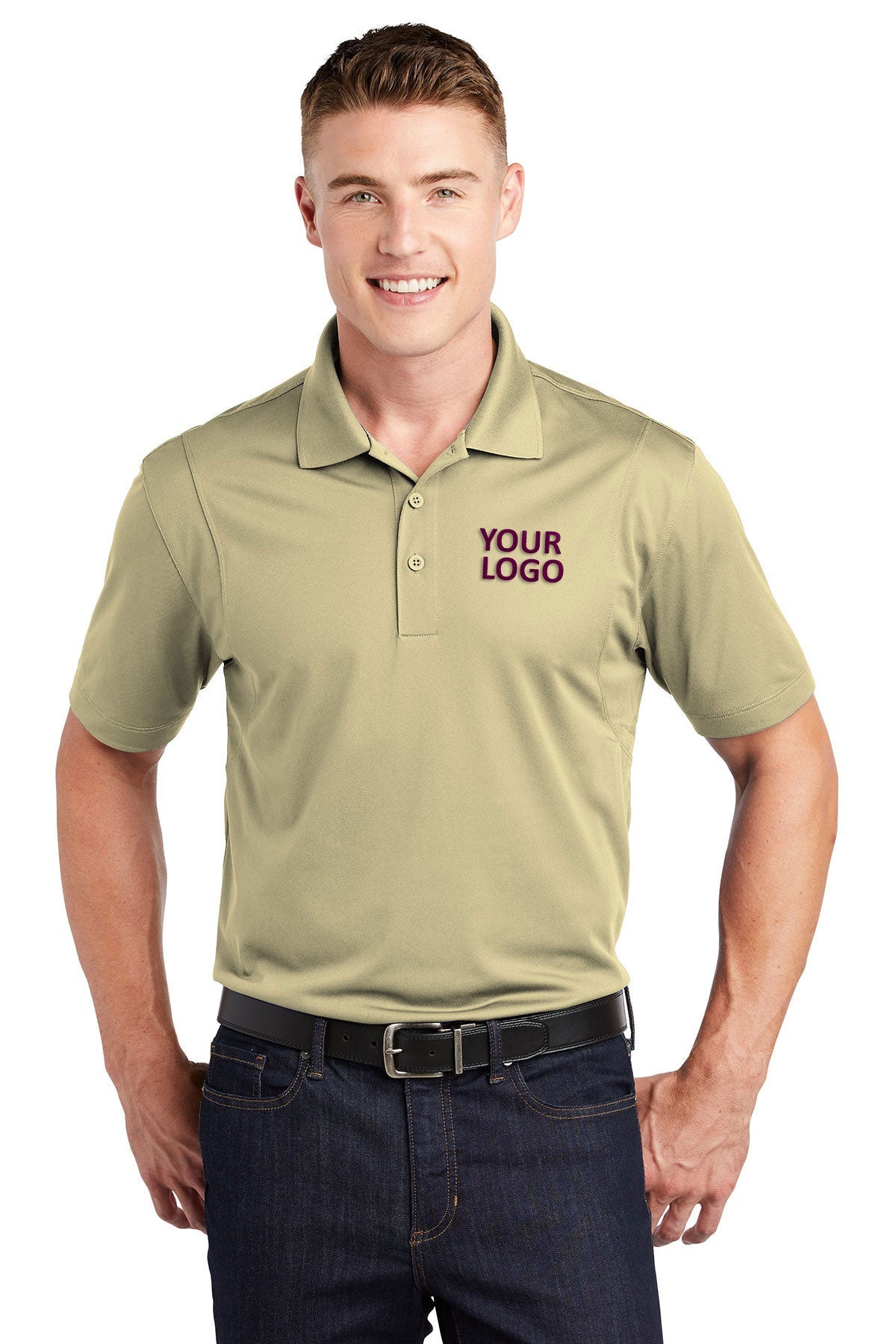 Sport-Tek Vegas Gold ST650 custom logo polo shirts embroidered