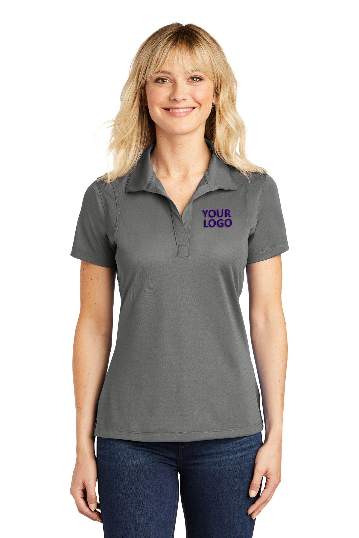 Sport-Tek Grey Concrete LST650 custom business polo shirts
