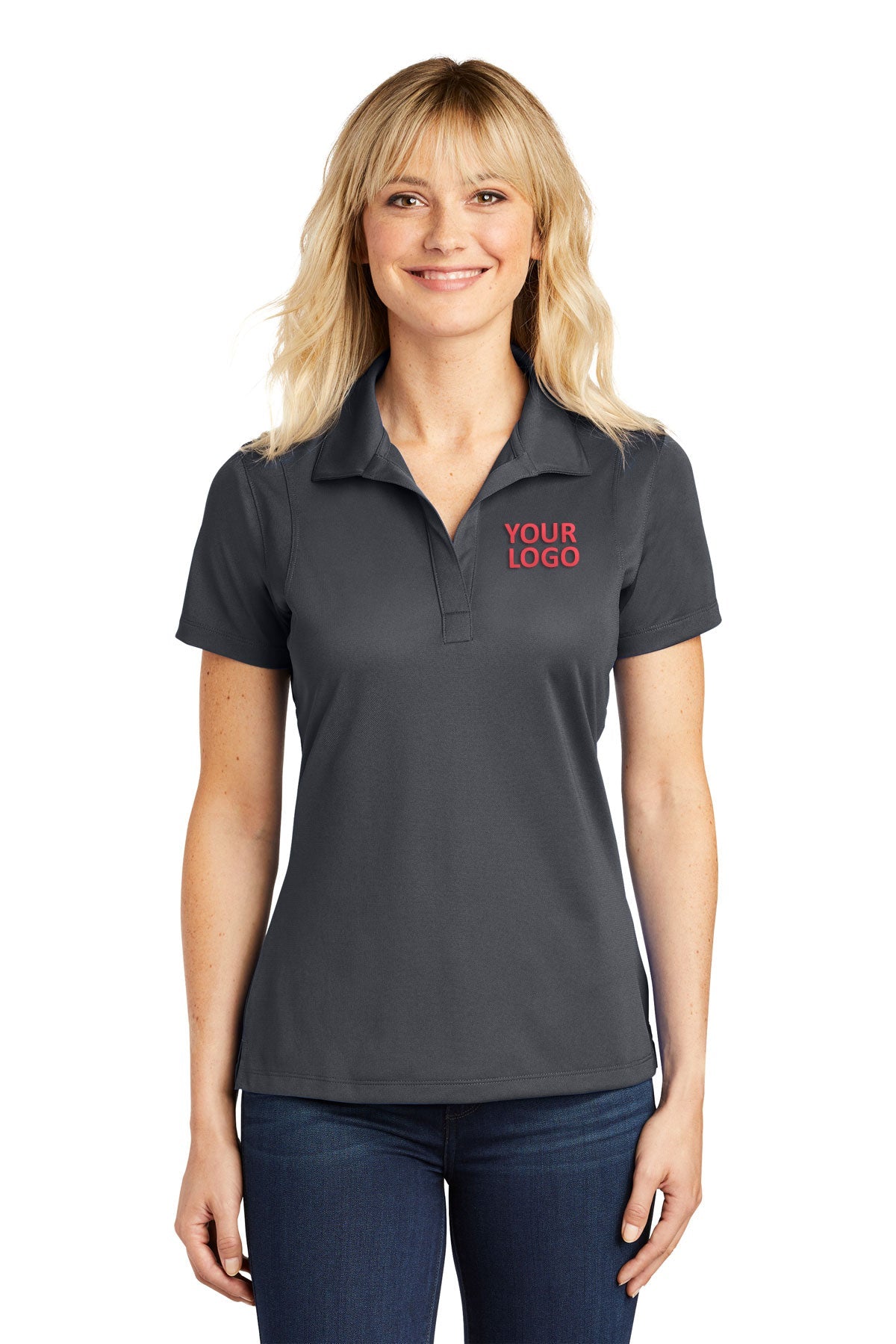 Sport-Tek Iron Grey LST650 custom business polo shirts