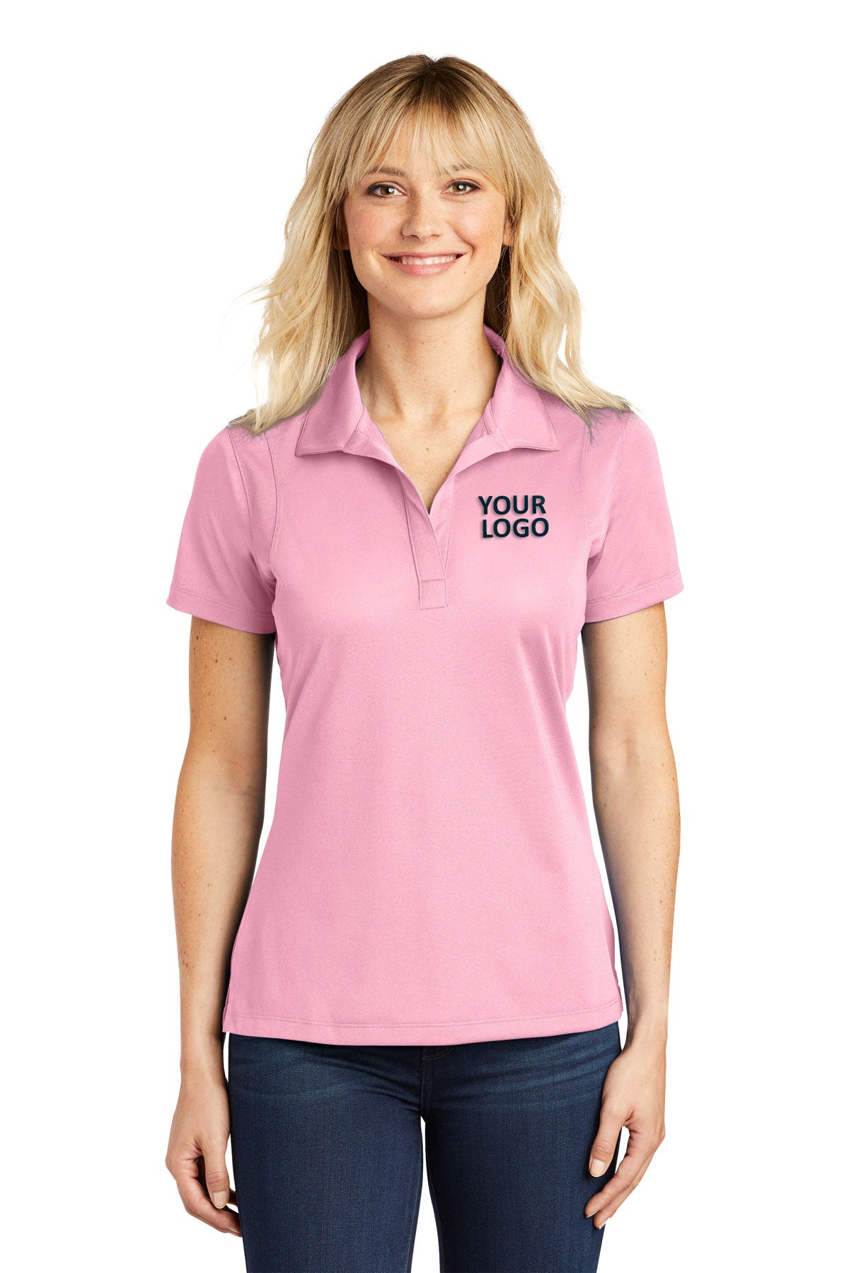 Sport-Tek Ladies Micropique Customized Sport-Wick Polos, Light Pink