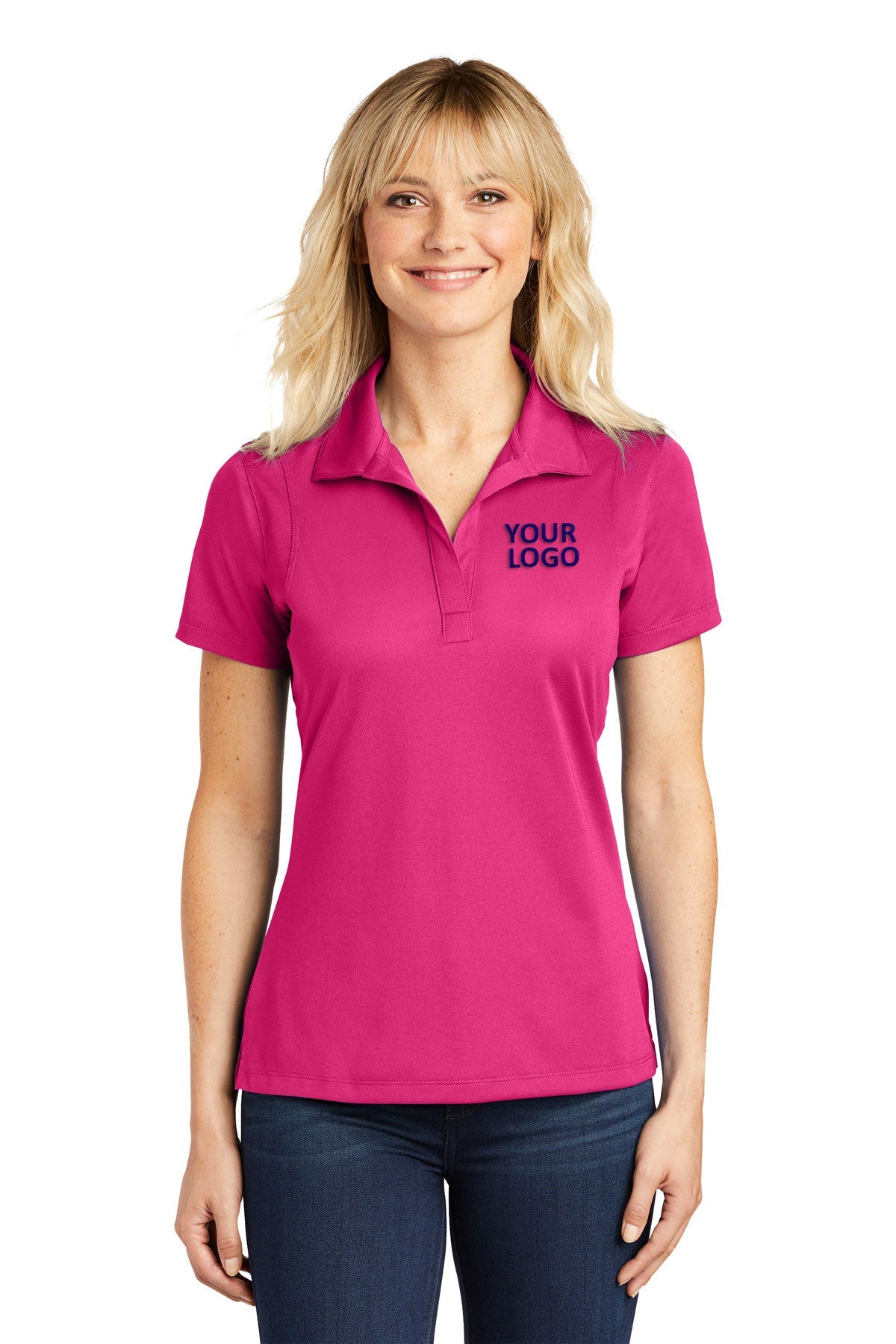 Sport-Tek Pink Raspberry LST650 custom business polo shirts