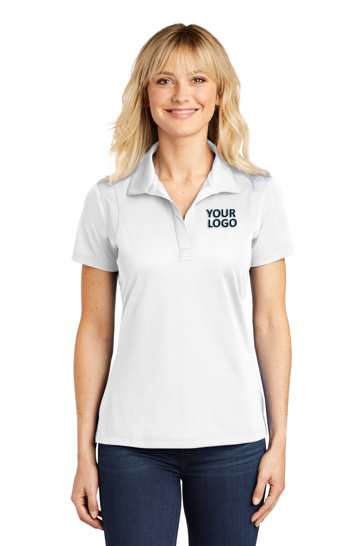 Sport-Tek White LST650 custom company polo shirts