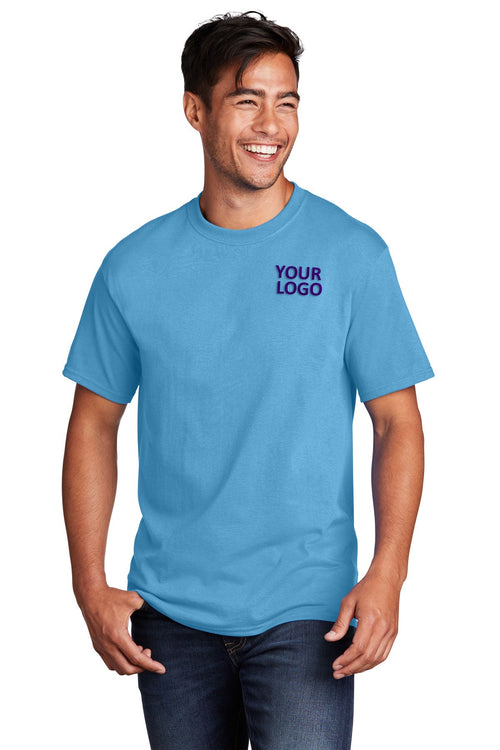 Port & Company Ladies Custom Core Cotton Tee's, Aquatic Blue