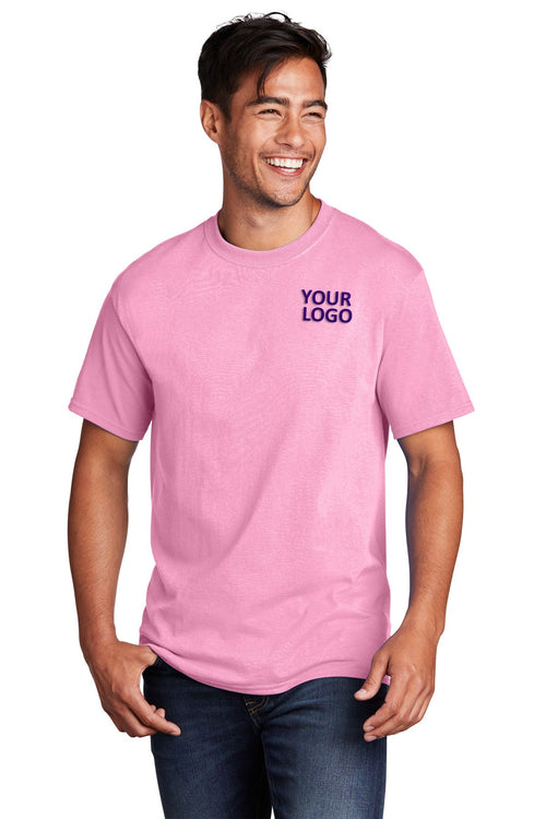 Port & Company Ladies Long Sleeve Branded Core Cotton Tee's, Candy Pink