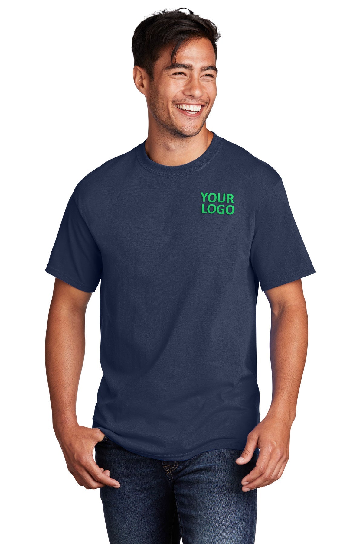 Port & Company Core Cotton Branded Tee's, Navy