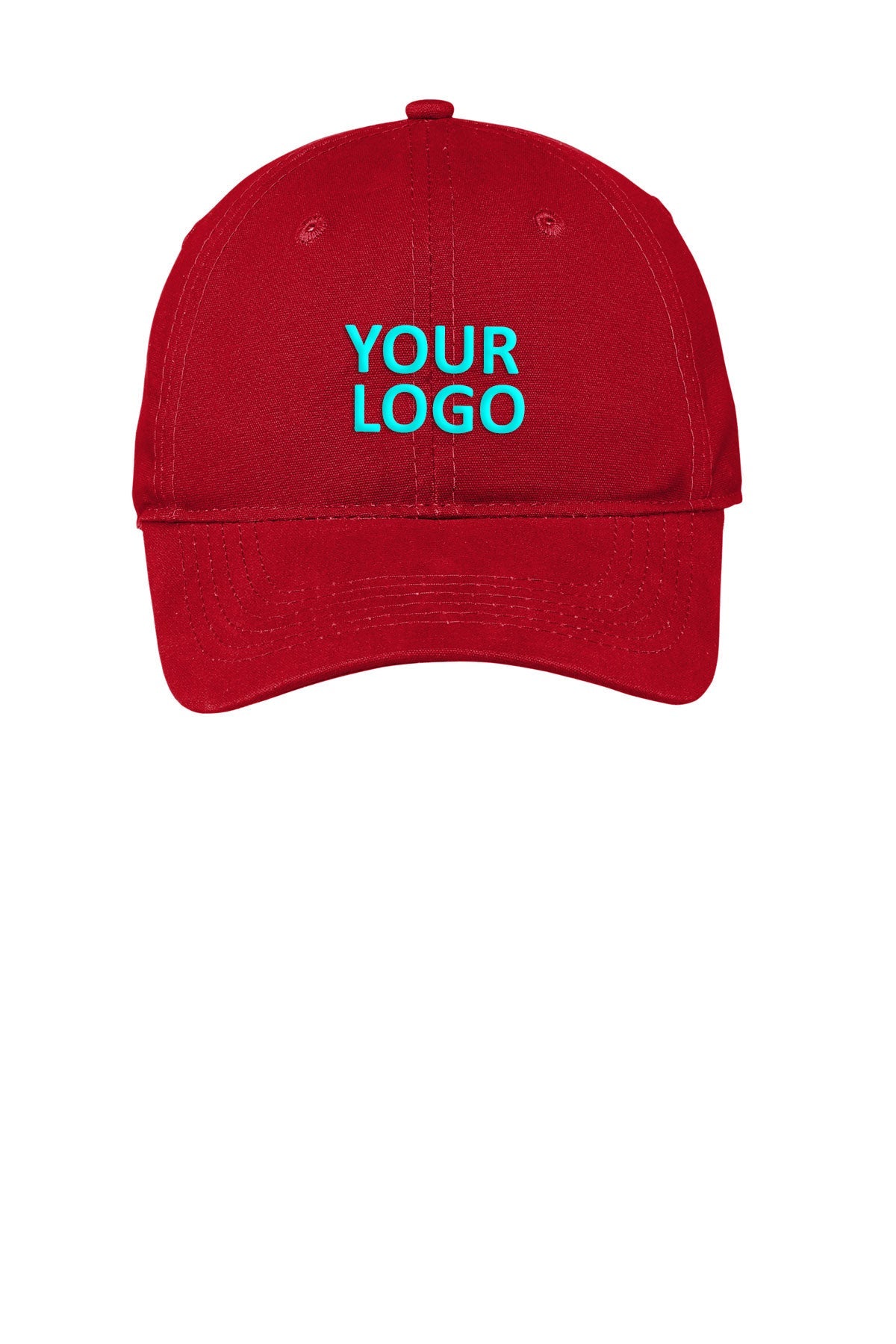 Port Authority Soft Brushed Customized Canvas Caps, Red