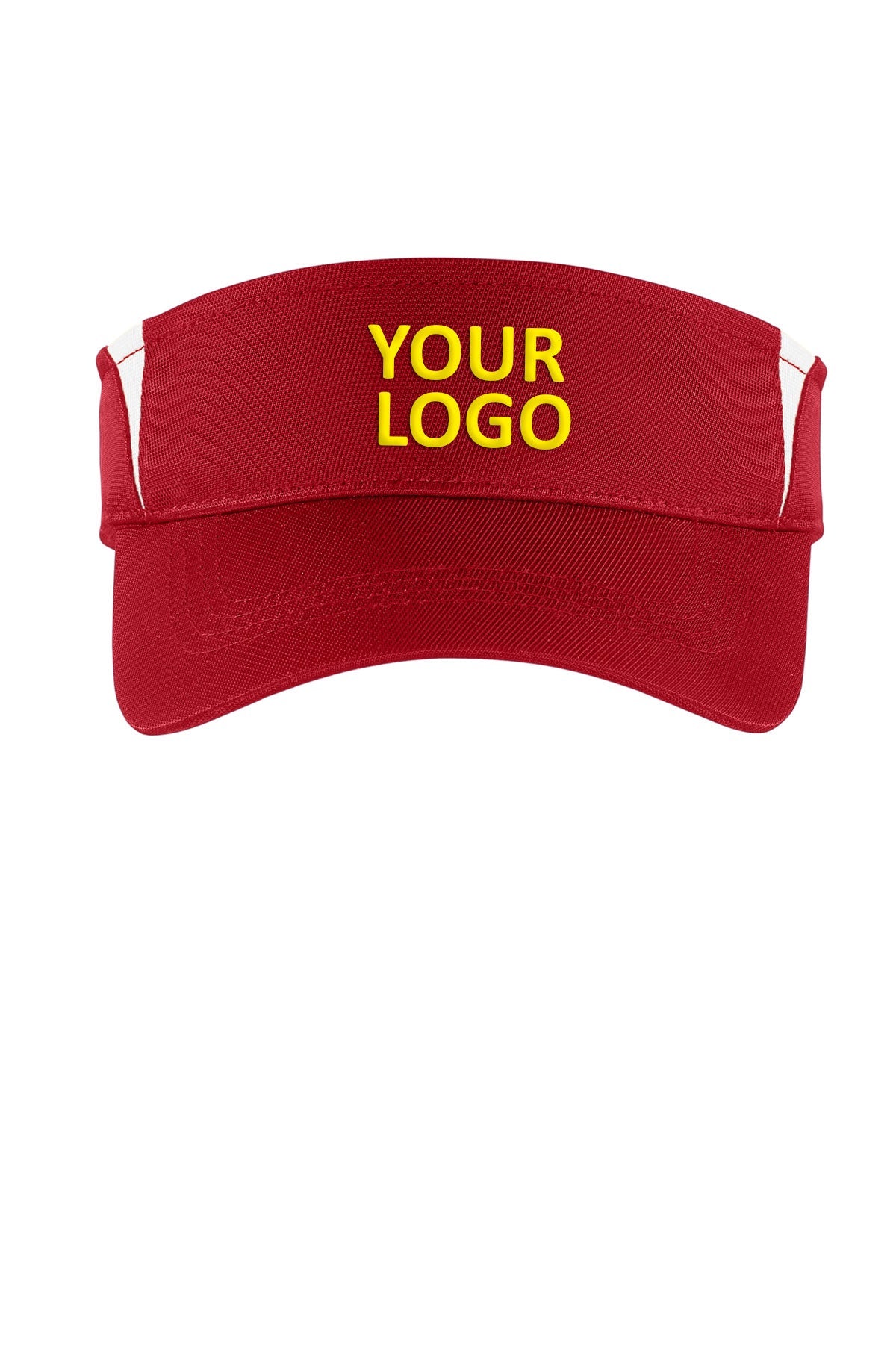 Sport-Tek Dry Zone Customized Colorblock Visors, True Red/White