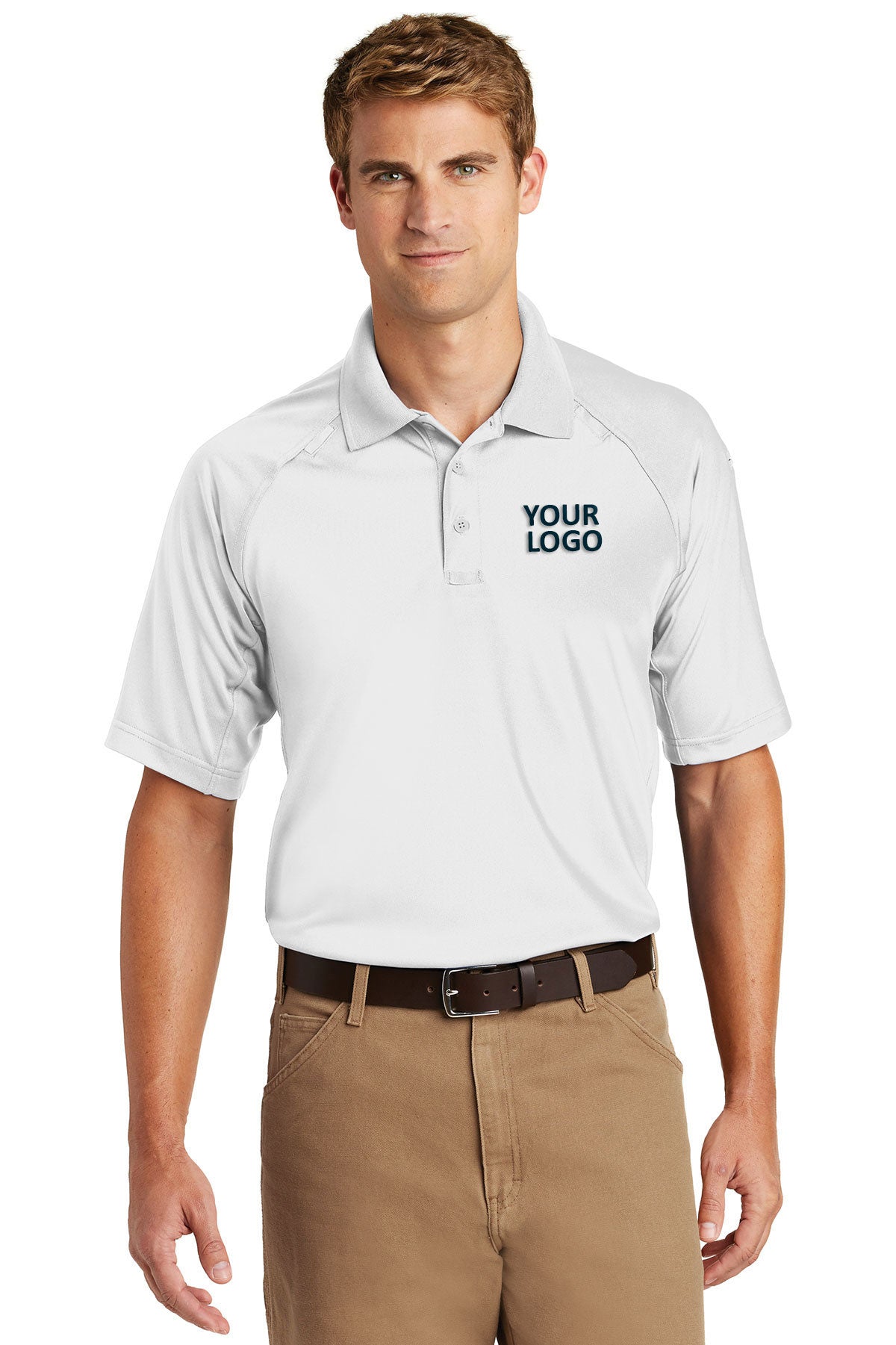 CornerStone White CS410 embroidered polo shirts for business