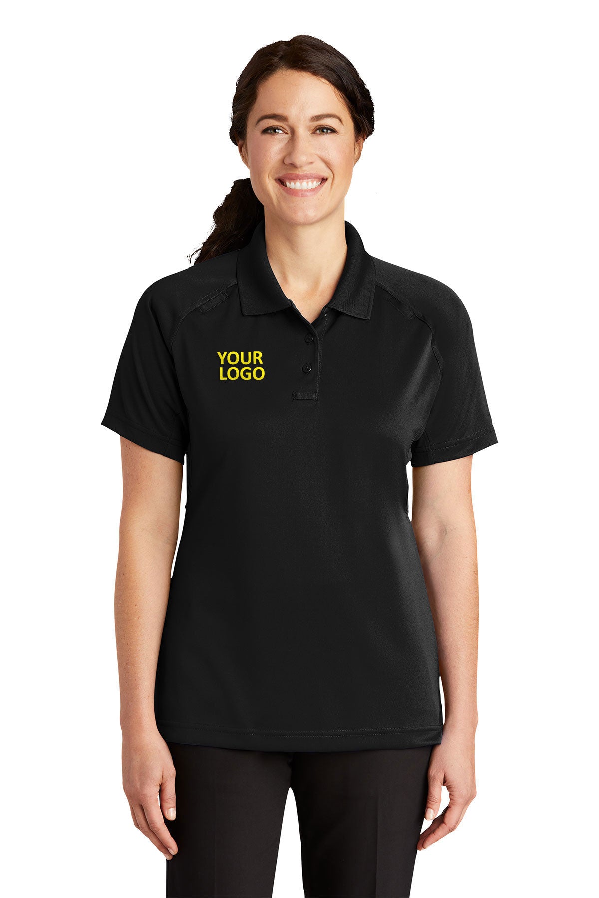 CornerStone Black CS411 polo shirts custom logo