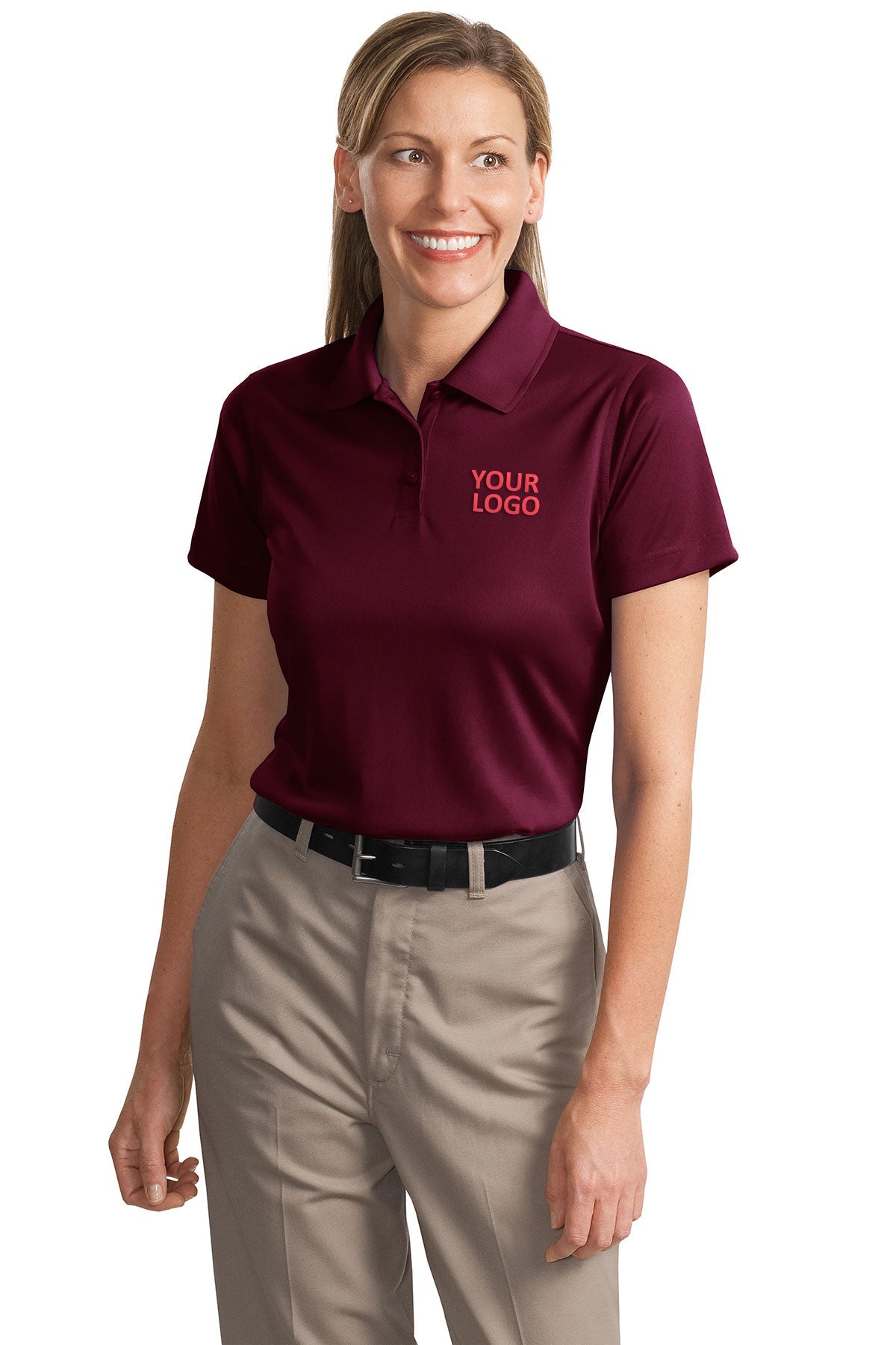 CornerStone Maroon CS413 polo shirts with company logo