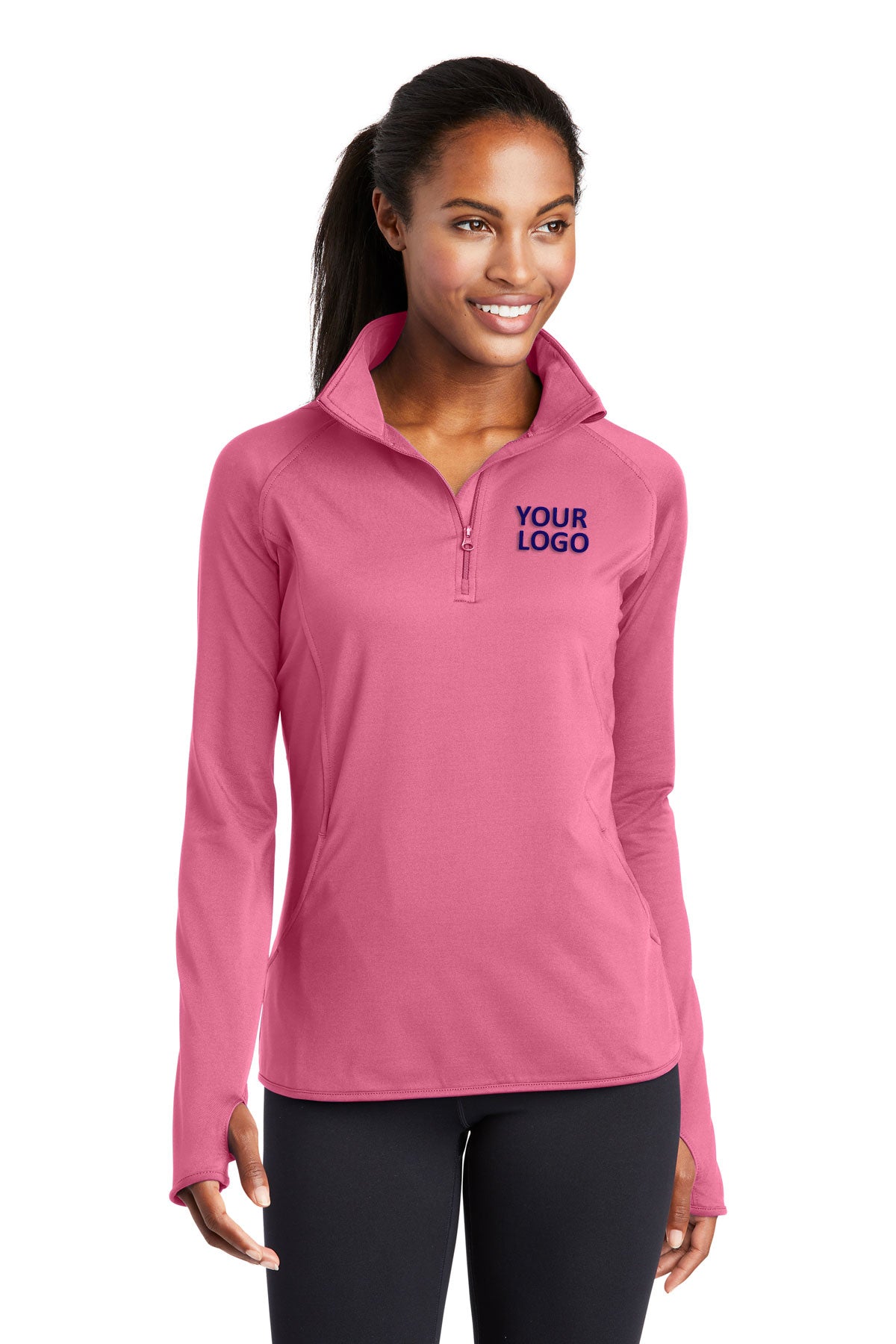 Sport-Tek Ladies Sport-Wick Stretch Branded 1/2-Zip Pullovers, Dusty Rose [Executive Construction]