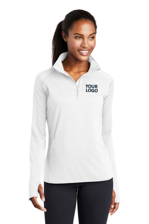 Sport-Tek Sport-Wick Stretch Customized 1/2-Zip Pullovers, White