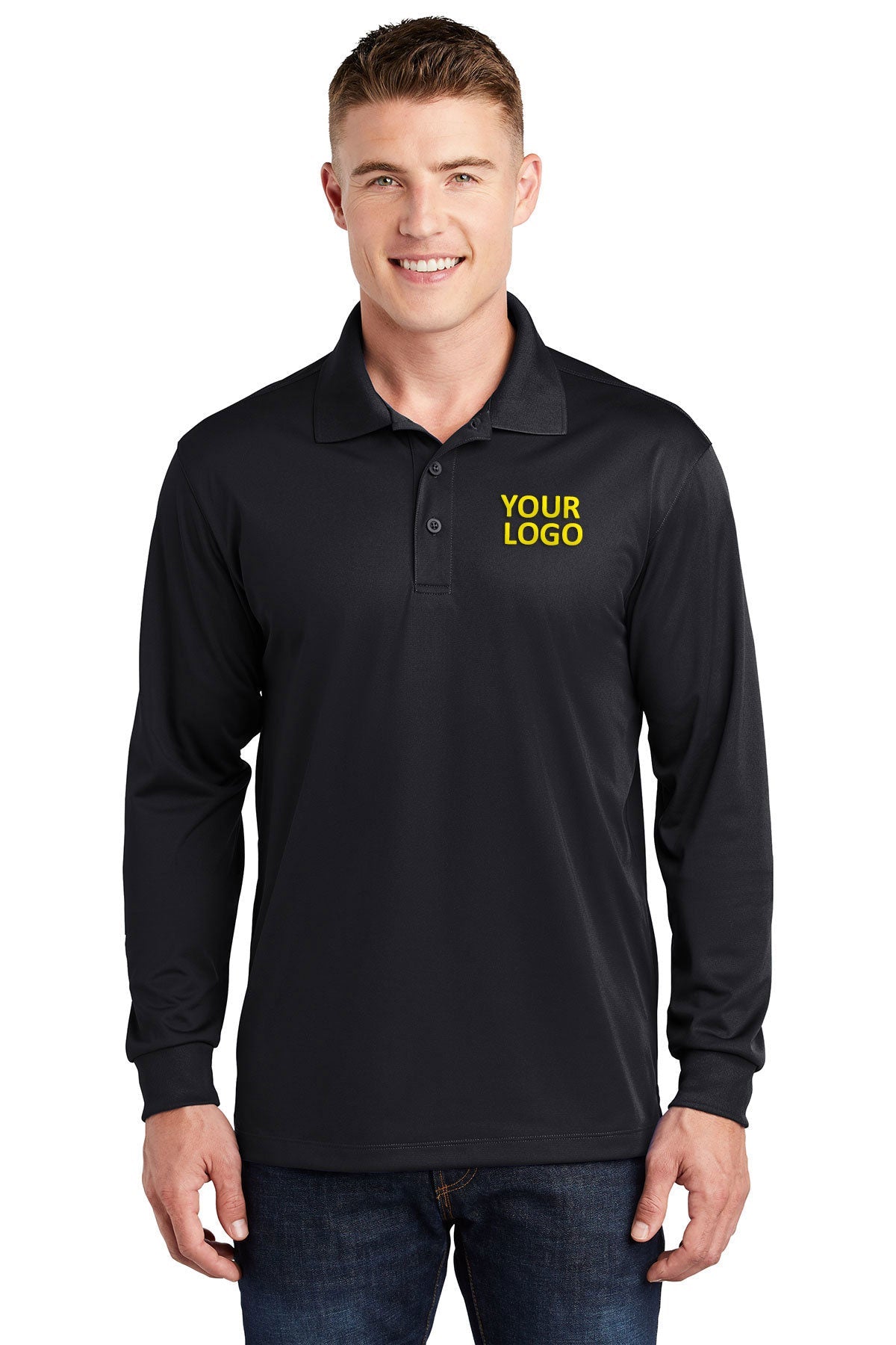 Sport-Tek Black ST657 business polos with logo