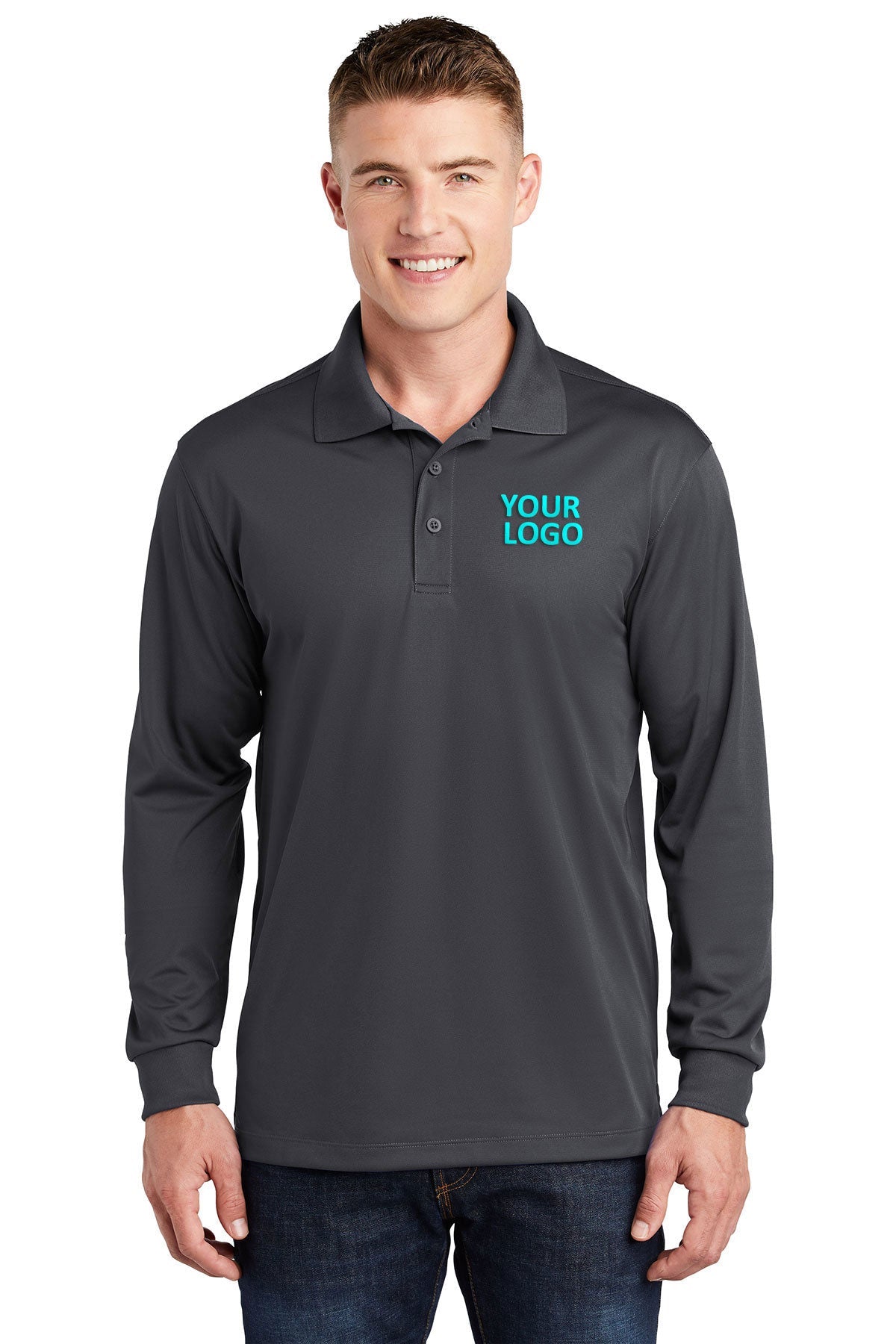 Sport-Tek Iron Grey ST657 custom design polo shirts