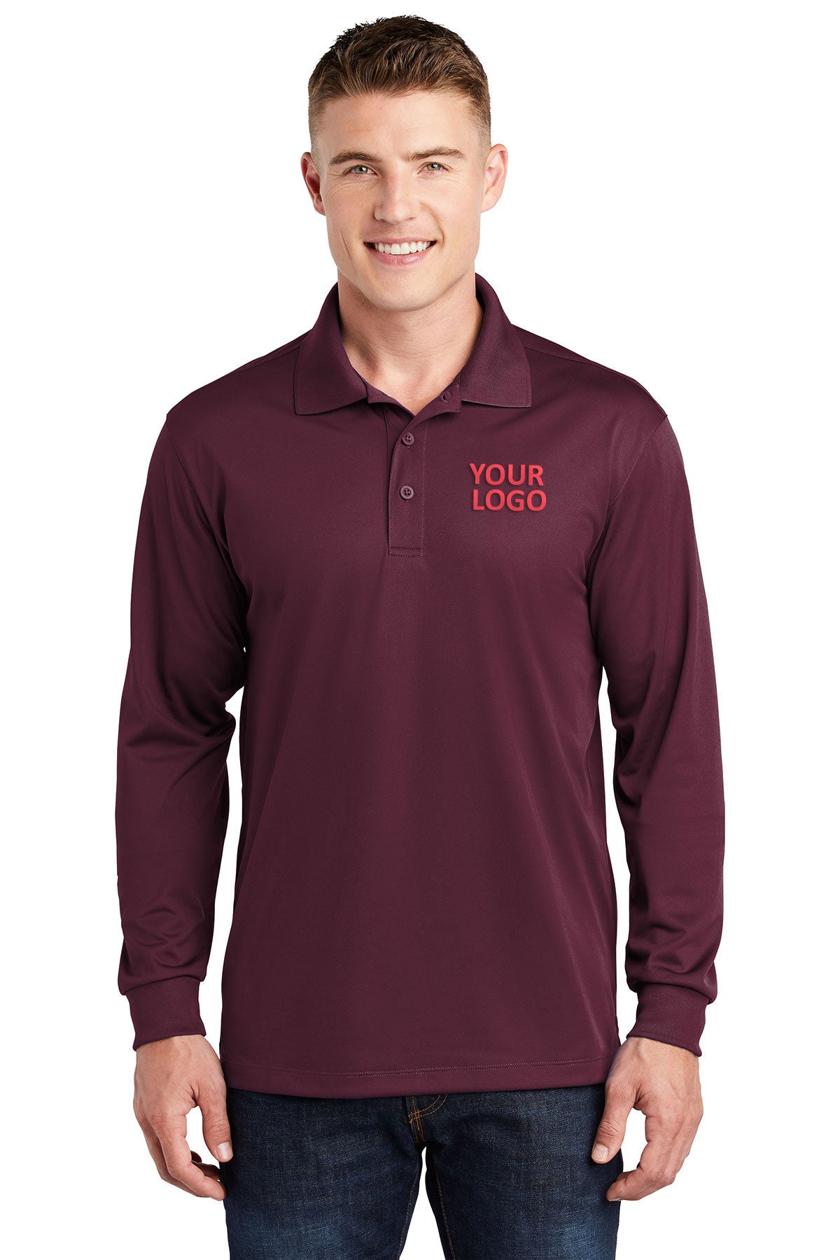 Sport-Tek Long Sleeve Micropique Customized Sport-Wick Polos, Maroon [Skurka Aerospace, Inc.]