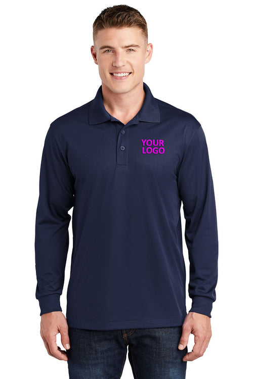 Sport-Tek Micropique Custom Sport-Wick Pocket Polos, True Navy