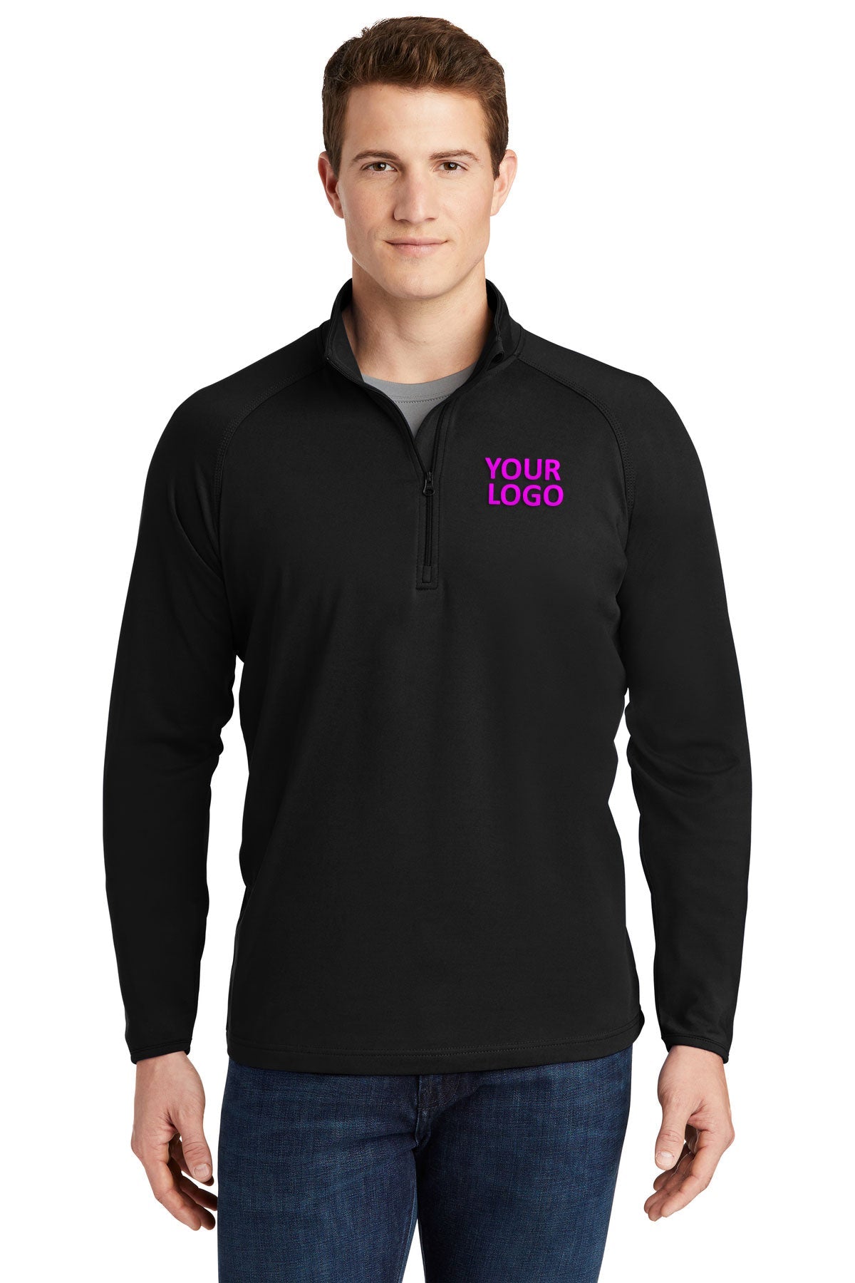 Sport-Tek Sport-Wick Stretch Custom 1/2-Zip Pullovers, Black