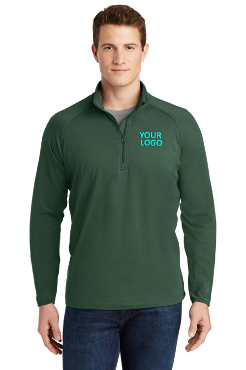 Sport-Tek Ladies Sport-Wick Stretch Customized 1/2-Zip Pullovers, Forest Green