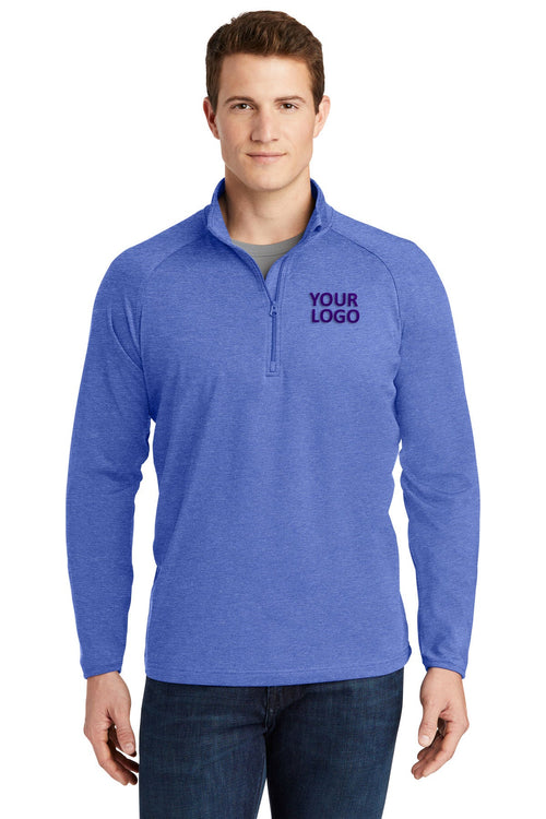 Sport-Tek Ladies Sport-Wick Stretch Customized 1/2-Zip Pullovers, True Royal Heather