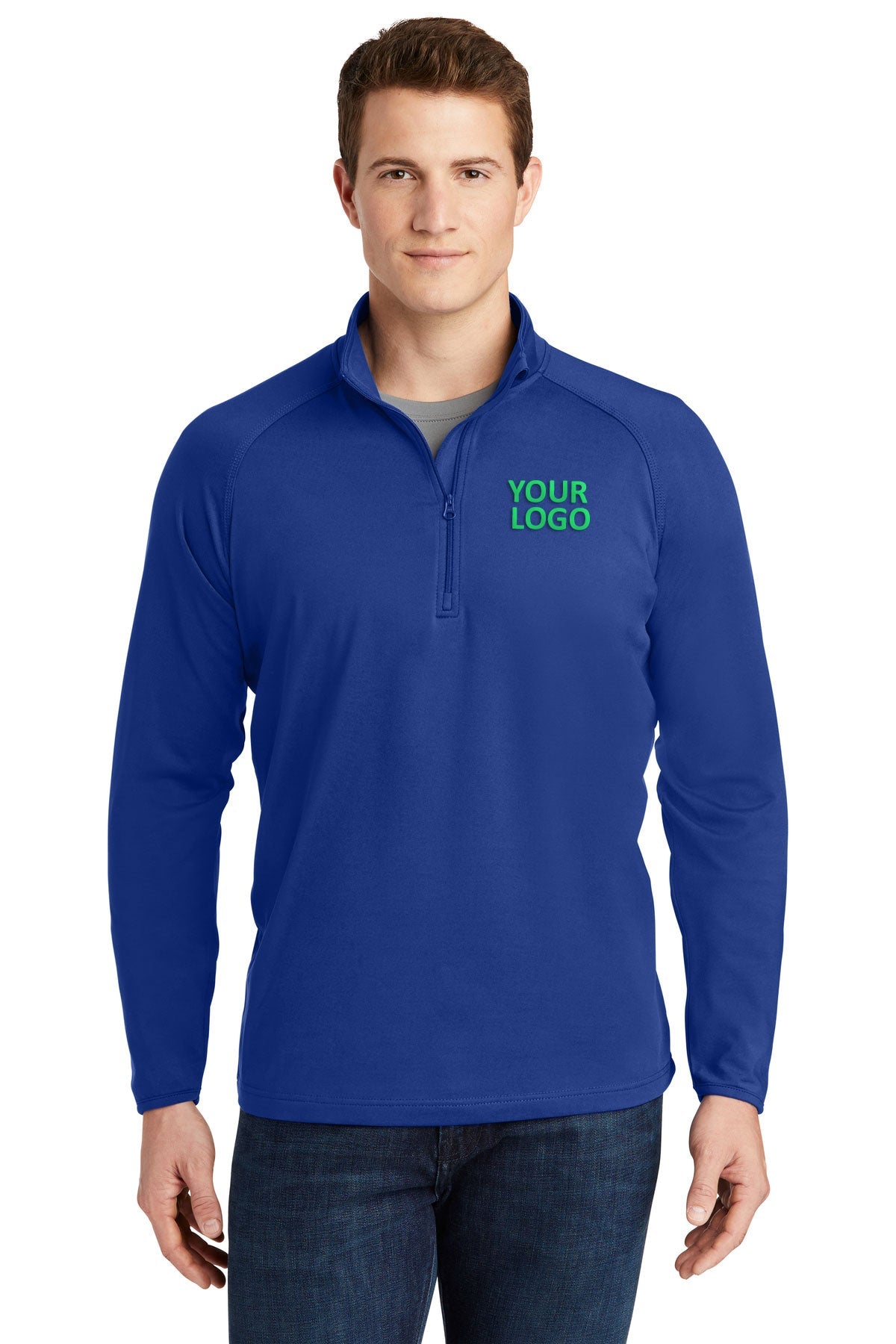 Sport-Tek Sport-Wick Stretch Customized 1/2-Zip Pullovers, True Royal